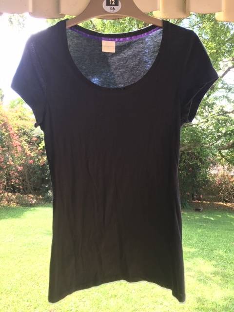 Black longer length stretch t-shirt
