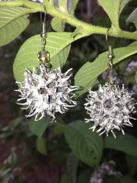 Chrome seed pod spike ball earrings
