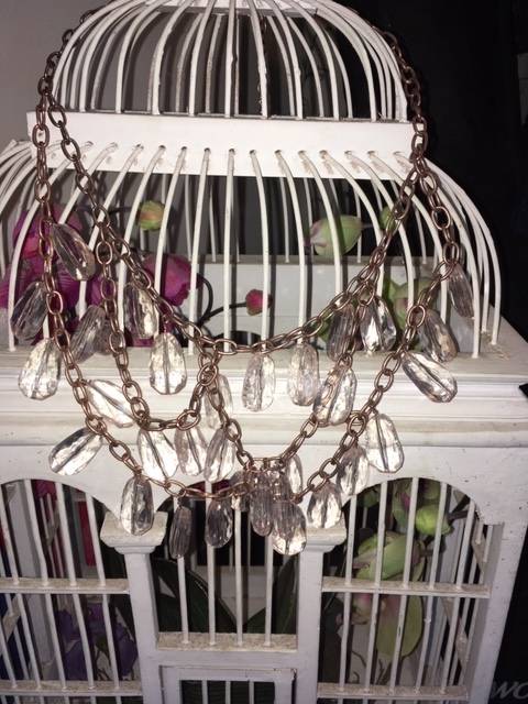 Nude pink drop crystal necklace
