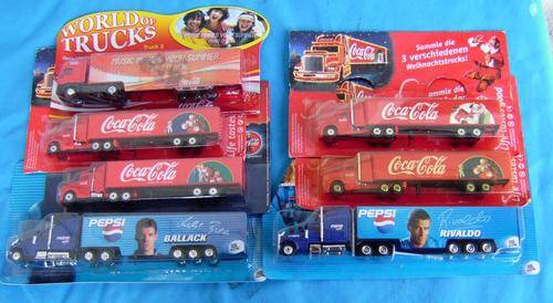 7 Coca Cola and Pepsi Cola mini Trucks size 1:87 H0 (26/14)