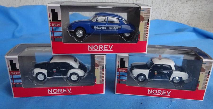 3 Norev Die Cast France Police Cars  (T/6)