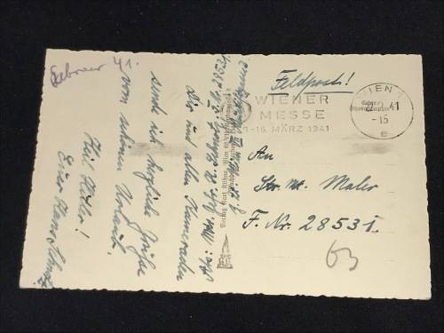 1941 POSTCARD OF VIENNA AUSTRIA FELDTPOST