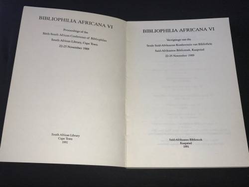 BIBLIOPHILIA AFRICANA VI 22-25 NOVEMBER