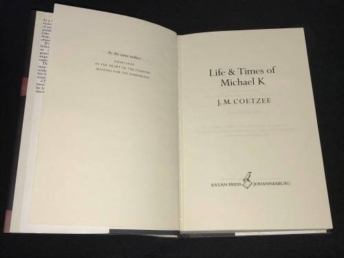 LIFE & TIMES OF MICHAEL K BY J.M. COETZEE 1ST EDITION