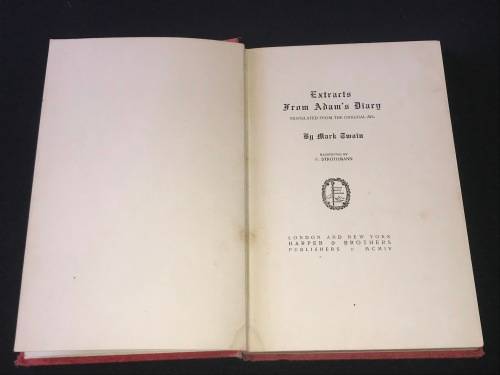 EXTRACTS FROM ADAM`S DIARY BY MARK TWAIN 1904