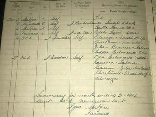 ROYAL AIR FORCE PILOTS FLYING LOG BOOK 1945