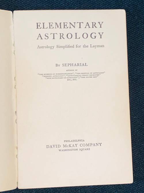 ELEMENTARY ASTROLOGY BY SEPARIAL A BOOK FOR BEGINNERS