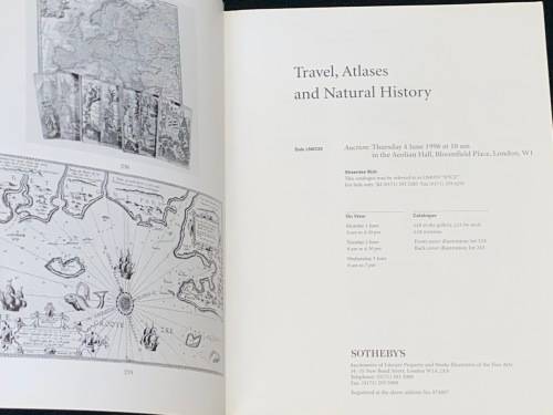 SOTHEBY`S AUCTION CATALOGUE - TRAVEL, ATLASES AND NATURAL HISTORY LONDON JUNE 1998