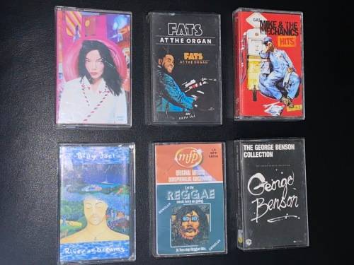MIXED CASSETTE TAPES X 6 BENOLUX,BILLY JOEL,BJORK,FATS,MIKE & THE MECHANICS,GEORGE BENSON