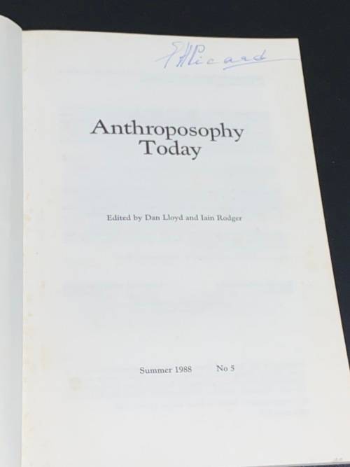 ANTHROPOSOPHY TODAY EDITED BY DAN LLOYD AN IAIN RODGER