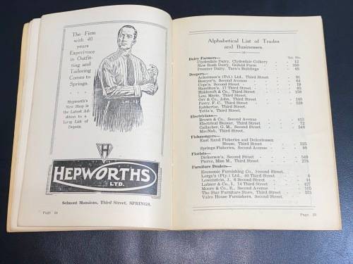 SPRINGS BROCHURE AND COMPREHENSIVE DIRECTORY OF CHURCHES, COMMERCE, EDUCATION, MINES DECEMBER 1933