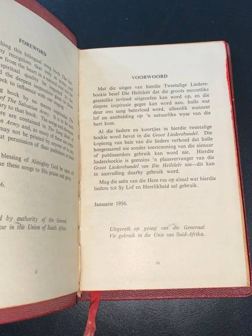 THE SALVATION ARMY SONGBOOK  UNION OF SOUTH AFRICA / DIE HEILSLEER LIEDEREBOEKIE 1956