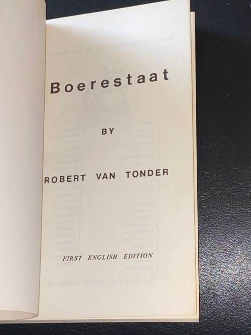 BOERESTAAT THE POLITICAL BESTSELLER BY ROBERT VAN TONDER FIRST ENGLISH EDITION