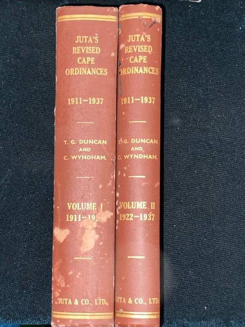 JUTA`S REVISED CAPE ORDINANCES 1911-1937 2 VOLUMES