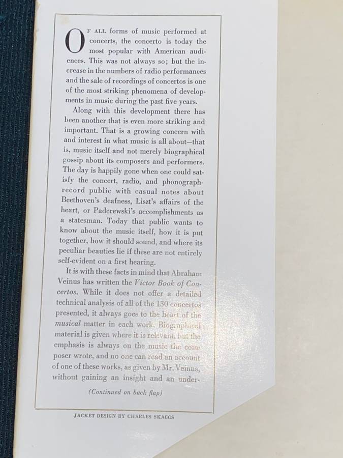 THE VICTOR BOOK OF CONCERTOS BY ABRAHAM VEINUS