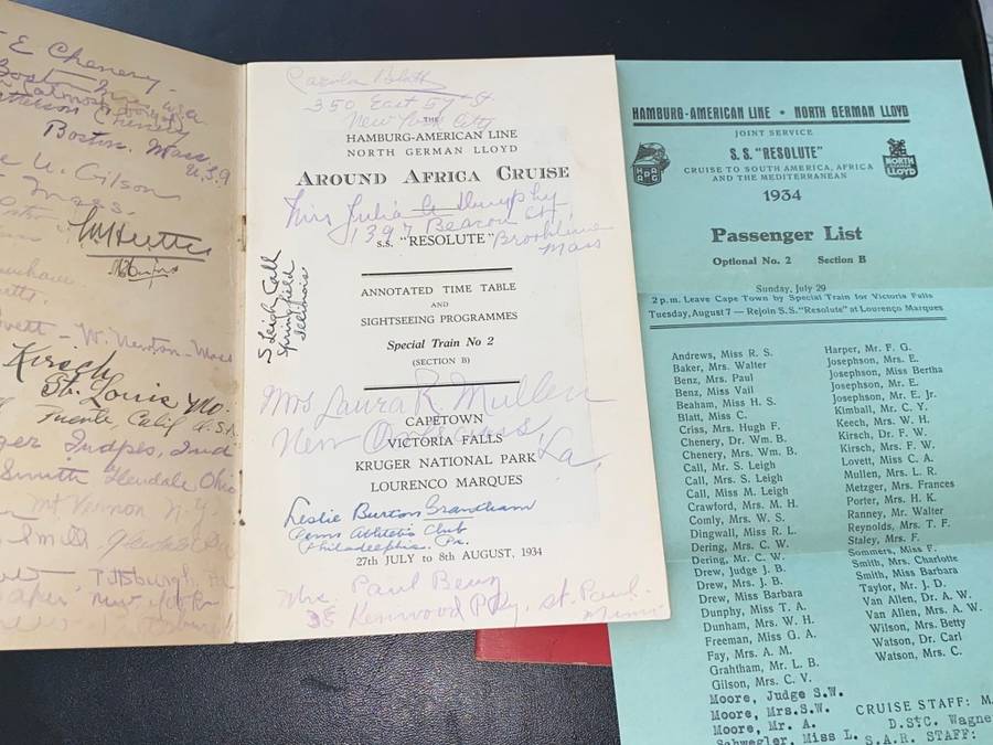 HAMBURG-AMERICAN LINE NORTH GERMAN LLOYD S.S. RESOLUTE AROUND AFRICA CRUISE 1934 PROGRAMMES