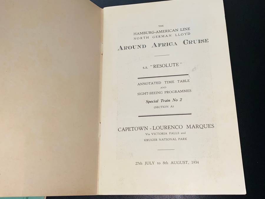 HAMBURG-AMERICAN LINE NORTH GERMAN LLOYD S.S. RESOLUTE AROUND AFRICA CRUISE 1934 PROGRAMMES