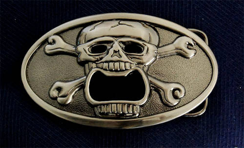 SKULL NOVELTY BOTTLE OPENER BELT BUCKLE