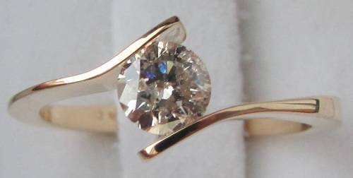 **STUNNING SOLITAIRE [R31036]** ROUND CUT DIAMOND [0.416ct] TWIST RING [YELLOW GOLD] - BUY SAFE