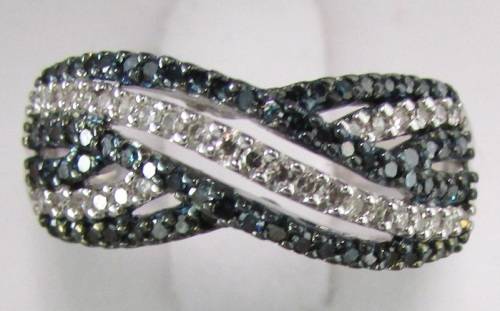 **WOW FACTOR [R35274]** BLUE / WHITE ROUND CUT [0.620ct] DIAMOND RING [3.496g] WHITE GOLD - BUY SAFE