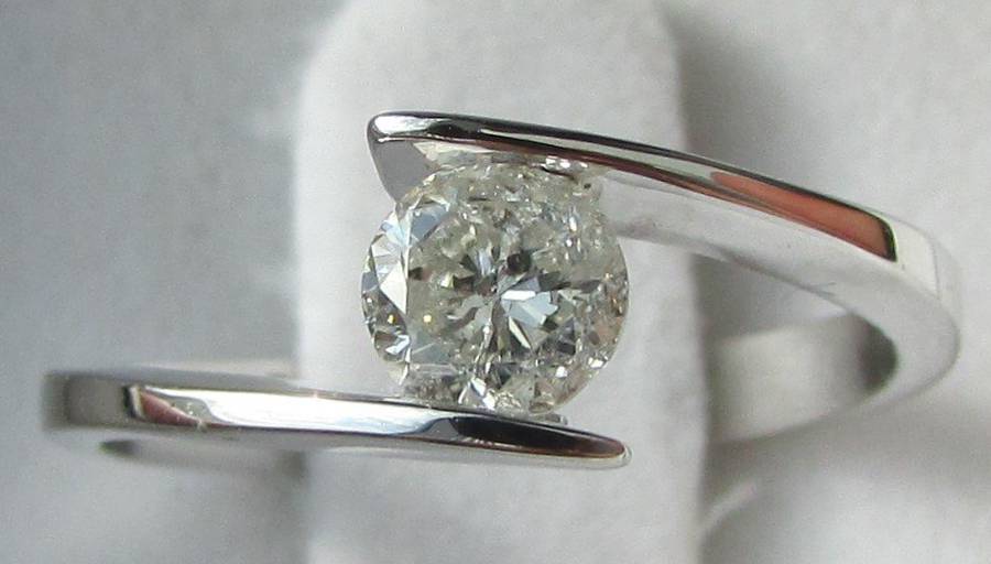 **STUNNING SOLITAIRE [R31036]** ROUND CUT DIAMOND [0.440ct] TWIST RING [WHITE GOLD] - BUY SAFE