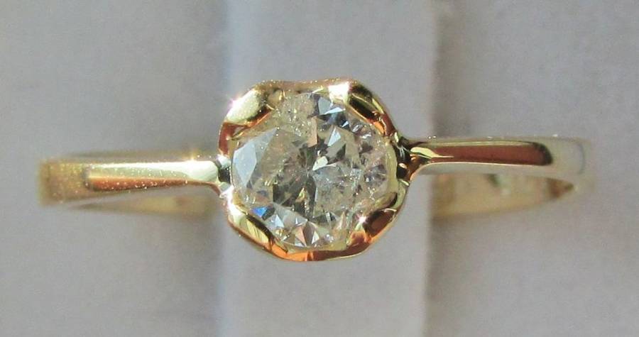 **DESIGNER PIECE [R25470]** ROUND CUT [0.370ct] SOLITAIRE DIAMOND RING [YELLOW GOLD] - BUY SAFE