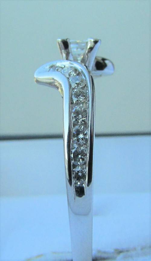 **JAW DROPPING [R40349]** PRINCESS CUT [1.00ct] DIAMOND [SI2] SWIRL RING [WHITE GOLD] - BUY SAFE