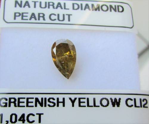**BARGAIN DEAL** [1.040ct] PEAR CUT [GREENISH YELLOW] DIAMOND STARTING AT R1 - BUY SAFE