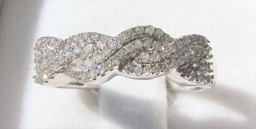 **TWISTED DESIGN [R33385]** ROUND BRILLIANT CUT [0.450ct] DIAMOND BAND [WHITE GOLD] - BUY SAFE