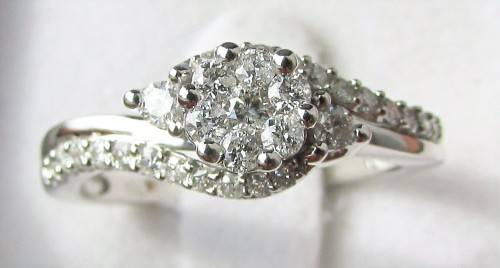 **SPECIAL DEAL [R38083]** SWIRL DESIGN [0.695ct] DIAMOND CLUSTER RING [WHITE GOLD] - BUY SAFE