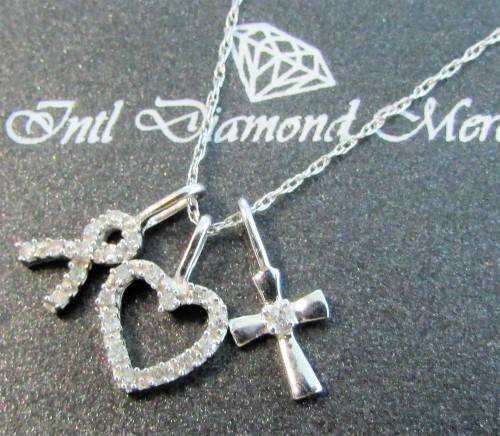**INCREDIBLE LAST PIECE [R18015]** 3 CHARMS [0.200ct] DIAMOND PENDANTS + OPTIONAL CHAIN - BUY SAFE