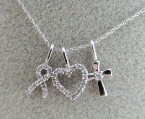 **INCREDIBLE LAST PIECE [R18015]** 3 CHARMS [0.200ct] DIAMOND PENDANTS + OPTIONAL CHAIN - BUY SAFE