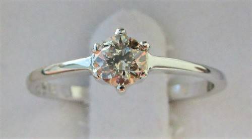 **6 CLAW DESIGN [R26473]** ROUND CUT [0.340ct] SOLITAIRE [SI3] DIAMOND RING [WHITE GOLD] - BUY SAFE