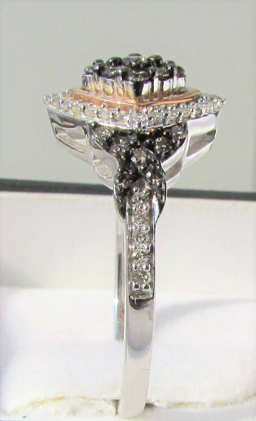 **WOW FACTOR [R35274]** WHITE/CHAMPAGNE ROUND CUT [0.675ct] DIAMOND RING [WHITE GOLD] - BUY SAFE