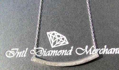 **LAST CHANCE [R17679]* DIAMOND BAR PENDANT [0.200ct] ROUND CUT+OPTIONAL CHAIN [WHITE GOLD]-BUY SAFE