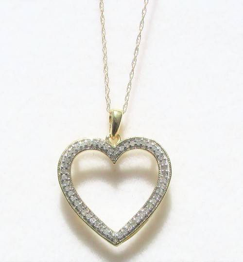 **BIG DESIGN [R25654]** DIAMOND HEART PENDANT [0.350ct] YELLOW GOLD + OPTIONAL CHAIN - BUY SAFE