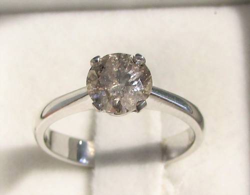 **NEARLY 1CT DEAL [R31528]** ROUND CUT [0.930ct] SOLITAIRE DIAMOND RING [WHITE GOLD] - BUY SAFE