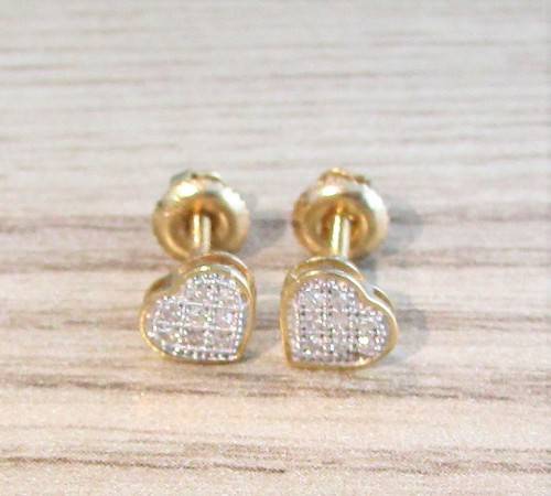 **PAVE COLLECTION [R16341]** HEART SHAPE [0.185ct] DIAMOND EARRINGS [YELLOW GOLD] - BUY SAFE