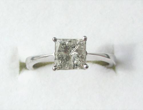 **CERTIFIED 1 PIECE ONLY [R89654]** 1ct DEAL [1.053ct] PRINCESS CUT DIAMOND RING - 18KT WHITE GOLD