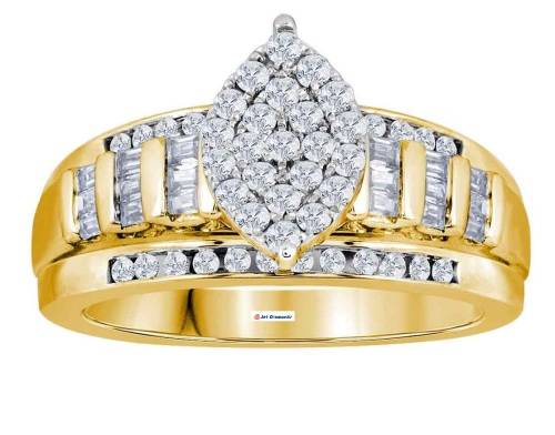 **JAW DROPPING [R55643]** MARQUISE DESIGN [1.00ct] DIAMOND RING [YELLOW GOLD] - BUY SAFE