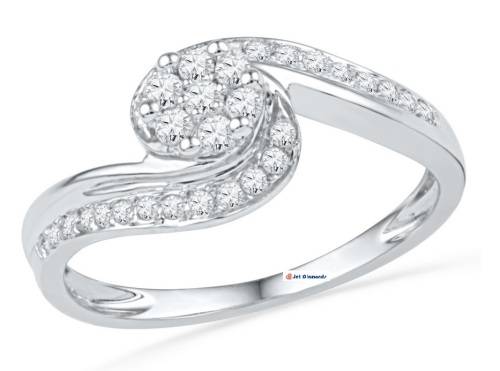 **SWIRL COLLECTION | R34639** DESIGNER | 0.450ct | CLUSTER DIAMOND RING | WHITE GOLD - BUY SAFE