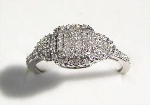 **NEW RANGE [R26639]** DESIGNER [0.300ct] CLUSTER ROUND CUT DIAMOND RING [WHITE GOLD] - BUY SAFE