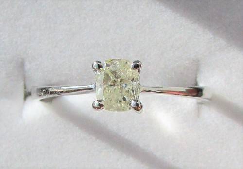 **SPECIAL [R24143]** CUSHION CUT [0.495ct] SOLITAIRE DIAMOND RING [WHITE GOLD] - BUY SAFE