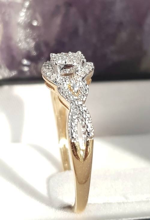 **SWIRL COLLECTION [R27639]** DESIGNER [0.250ct] CLUSTER DIAMOND RING [YELLOW GOLD] - BUY SAFE