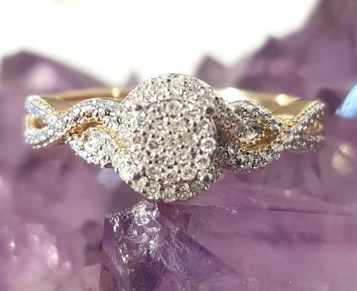 **SWIRL COLLECTION [R27639]** DESIGNER [0.250ct] CLUSTER DIAMOND RING [YELLOW GOLD] - BUY SAFE