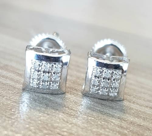 **DIAMOND CLUSTER | R20341** MICRO PAVE SET | 0.200ct | DIAMOND EARRINGS | WHITE GOLD -  BUY SAFE