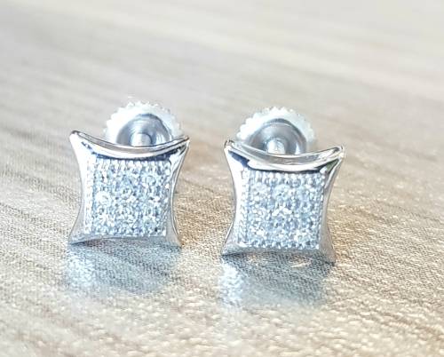 **DIAMOND CLUSTER | R16341** MICRO PAVE SET | 0.200ct | DIAMOND EARRINGS | WHITE GOLD -  BUY SAFE