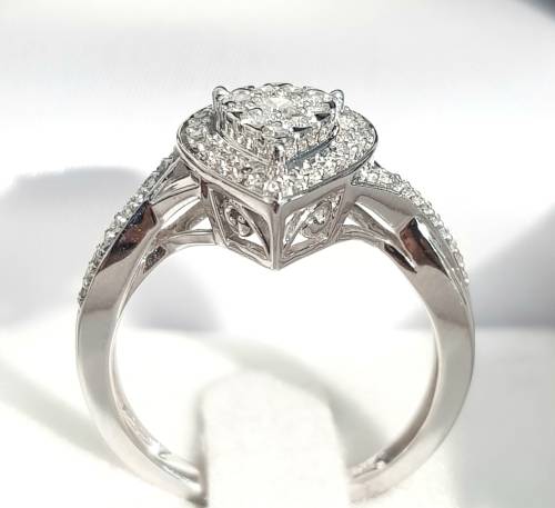 **CRAZY DEAL | R36639** PEAR DESIGN | 0.550ct | CLUSTER DIAMOND RING | WHITE GOLD - BUY SAFE