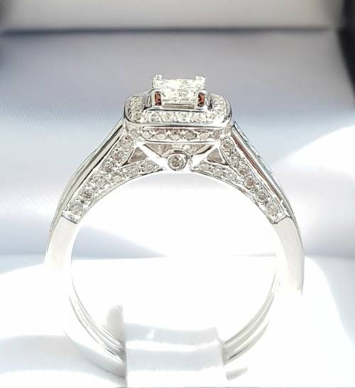 **WOW EFFECT | R74853** PRINCESS CUT BRIDAL TWINSET |1.300ct| DIAMOND RING | WHITE GOLD - BUY SAFE