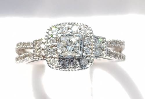 **DESIGNER PIECE | R40451** PRINCESS / ROUND CUT | 0.750ct | DIAMOND RING | WHITE GOLD - BUY SAFE